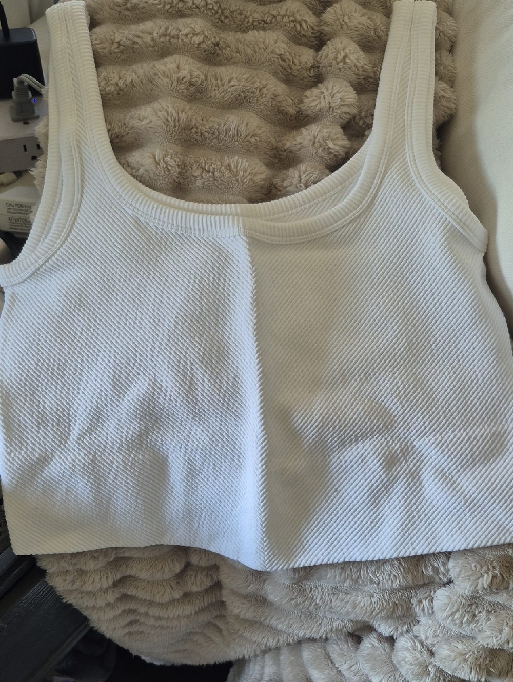White Ribbed Square-Neck Crop Top